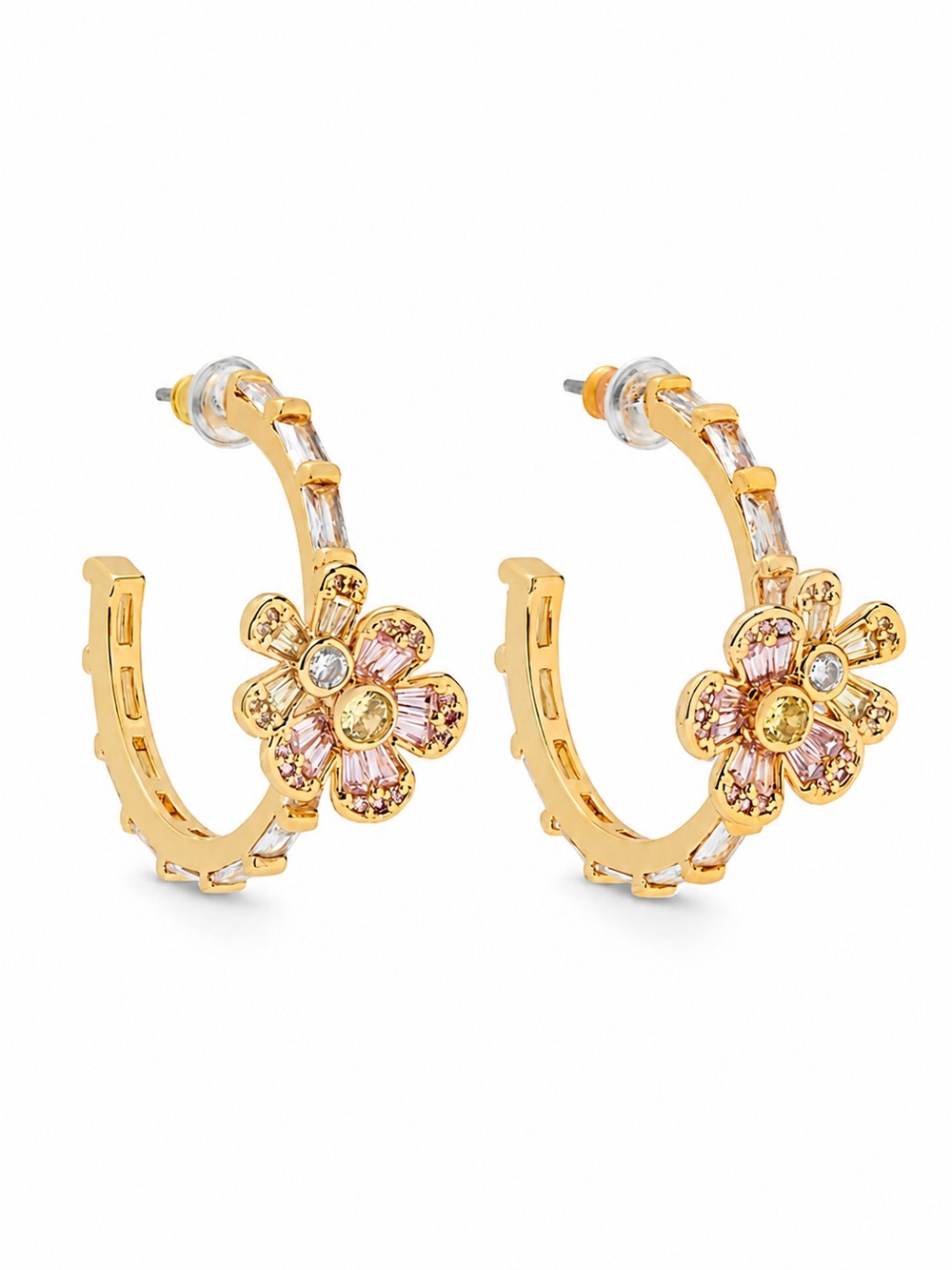 Kate Spade Fleurette Hoops in gold.